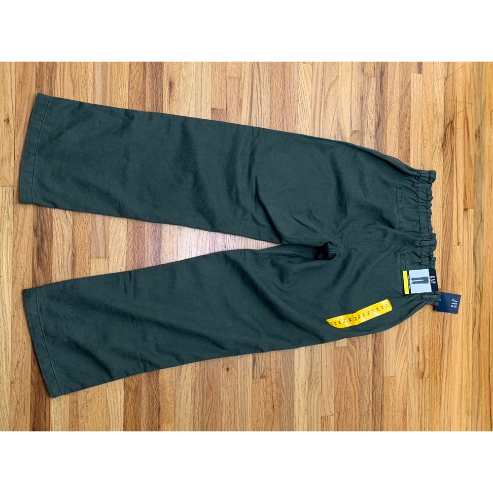 Gap Easy Twill Pant Dark Green High Rise Straight Leg Cotton Baggy Size M NEW - Picture 2 of 10